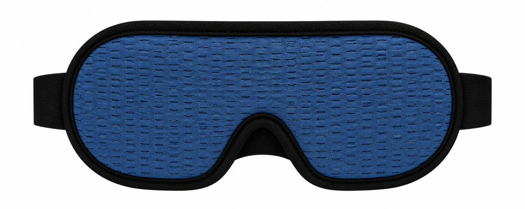 Masque de sommeil Noctis bleu nuit sur fond clair
